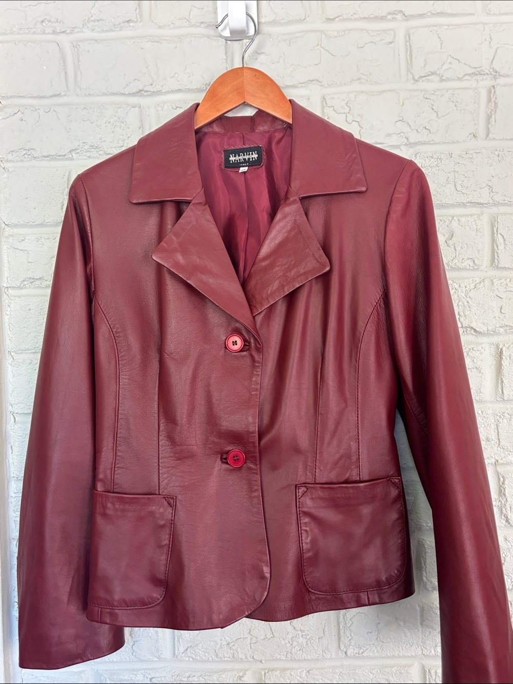 Narvin Collection Burgandy Soft Leather Italian Jacket